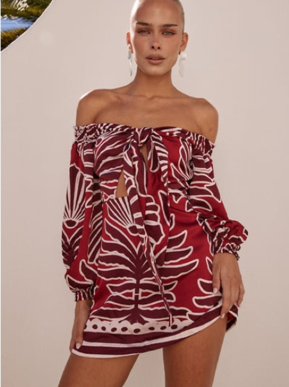 BRODIE OFF SHOULDER MINI DRESS